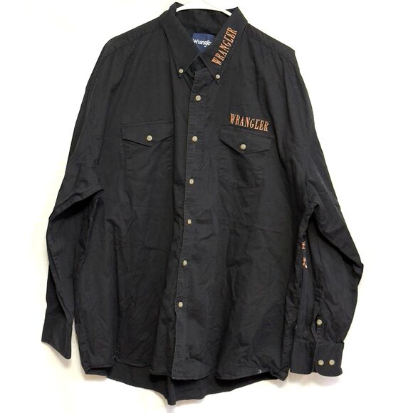 Wrangler Western Shirt Button-Up, XXL, Black, Rose Gold Embroidery - Picture 1 of 10